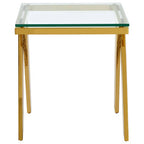 Clear Glass Top End Table with Gold Finish Stainless Steel Slim Lines Frame | Piermount