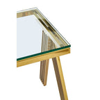 Clear Glass Top End Table with Gold Finish Stainless Steel Slim Lines Frame | Piermount