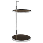Two Tier Round End Table with Black Marble and Glass Top | Piermount