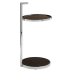Two Tier Round End Table with Black Marble and Glass Top | Piermount