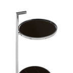 Two Tier Round End Table with Black Marble and Glass Top | Piermount