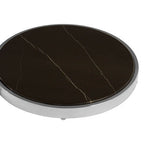 Two Tier Round End Table with Black Marble and Glass Top | Piermount
