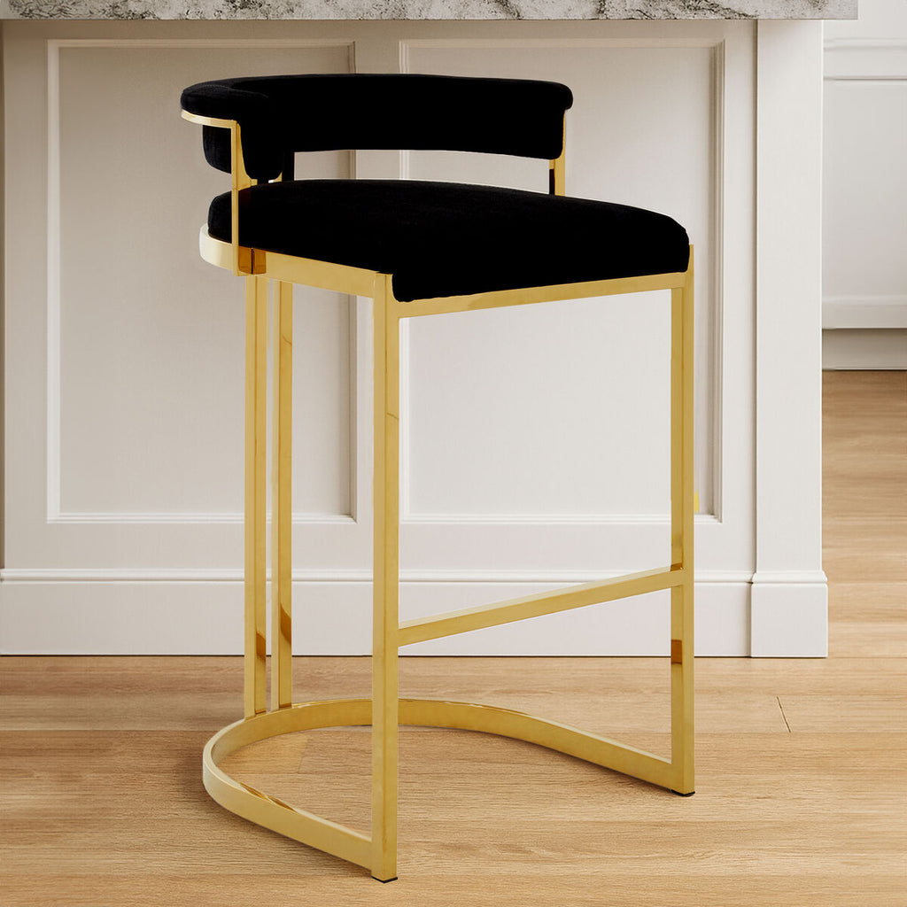 Black Velvet and Gold Bar Stool | Piermount