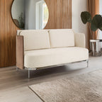 White and Mink 2 Seater Sofa with Metal Base | Piermount