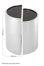 Set of 2 Semicircular Black Glass Top End Tables with Silver Finish Steel Frame | Piermount