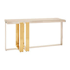 Frosted Glass Console Table with Gold and Silver Finish Frame | Demas