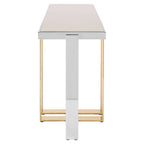 Frosted Glass Console Table with Gold and Silver Finish Frame | Demas