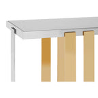 Frosted Glass Console Table with Gold and Silver Finish Frame | Demas