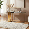 Frosted Glass Console Table with Gold and Silver Finish Frame | Demas