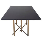 Black Engineered Wood Top Dining Table with Brushed Brass Legs | Delta