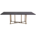 Black Engineered Wood Top Dining Table with Brushed Brass Legs | Delta