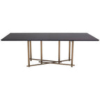 Black Engineered Wood Top Dining Table with Brushed Brass Legs | Delta