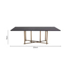 Black Engineered Wood Top Dining Table with Brushed Brass Legs | Delta
