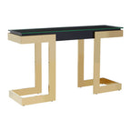 Gold Finish Base Console Table with Clear Glass Top | Deana