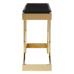 Gold Finish Base Console Table with Clear Glass Top | Deana