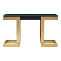 Gold Finish Base Console Table with Clear Glass Top | Deana