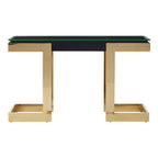 Gold Finish Base Console Table with Clear Glass Top | Deana