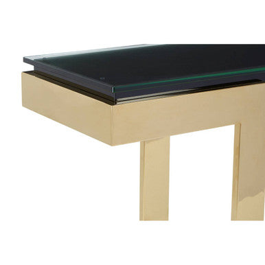 Gold Finish Base Console Table with Clear Glass Top | Deana