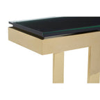 Gold Finish Base Console Table with Clear Glass Top | Deana
