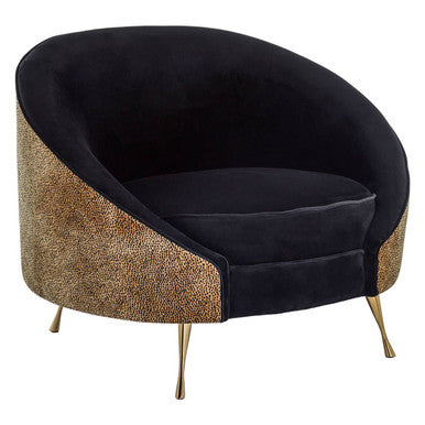 Black Velvet and Leopard Print Cocoon Chair | Manhattan
