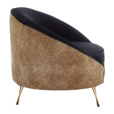 Black Velvet and Leopard Print Cocoon Chair | Manhattan