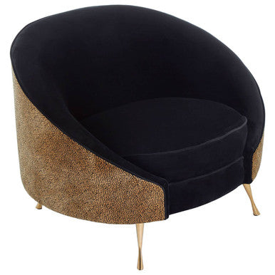 Black Velvet and Leopard Print Cocoon Chair | Manhattan