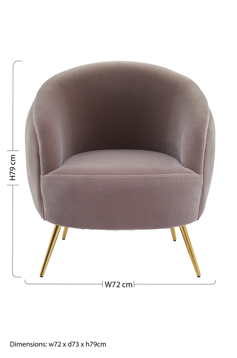 Mink Velvet Curved Accent Chair | Manhattan
