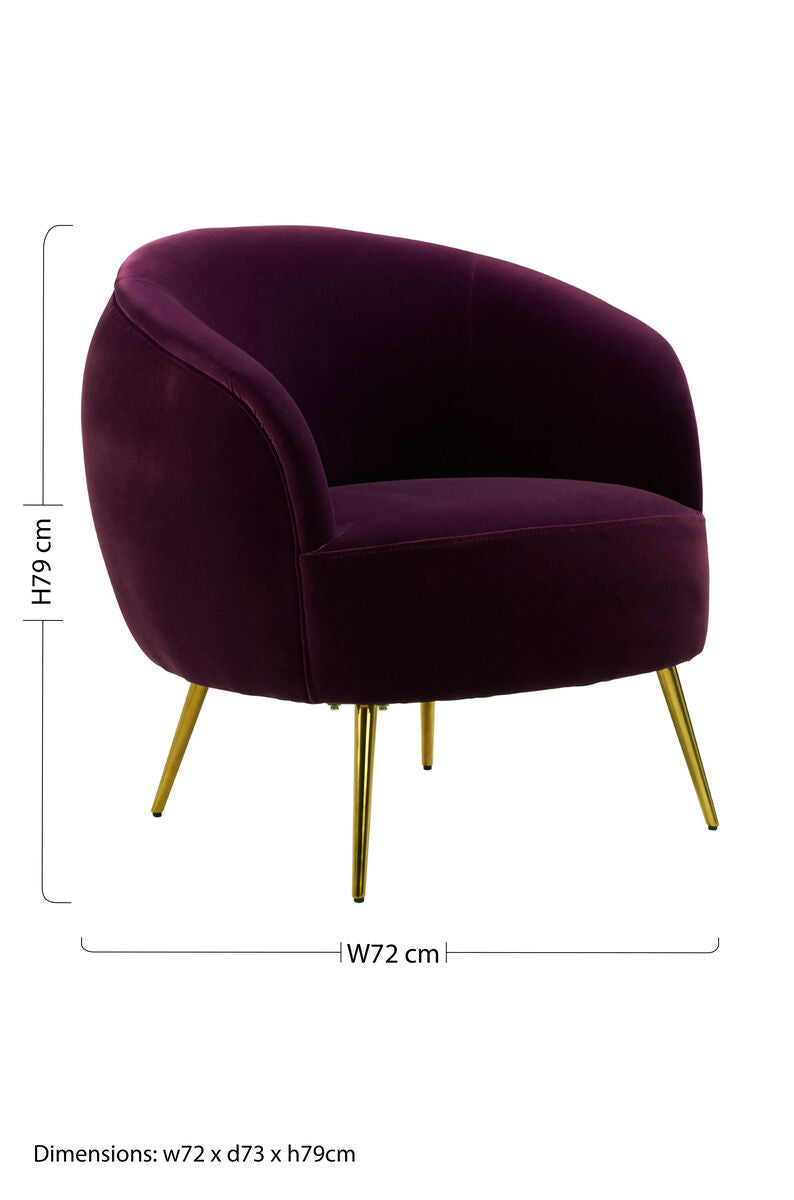 Purple Velvet Curved Accent Chair | Manhattan