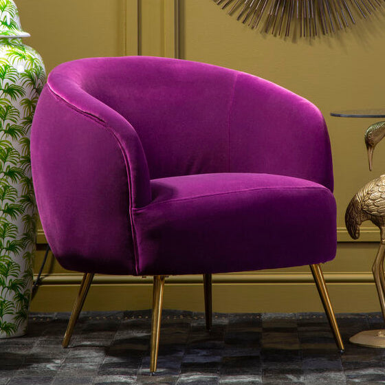 Purple Velvet Curved Accent Chair | Manhattan