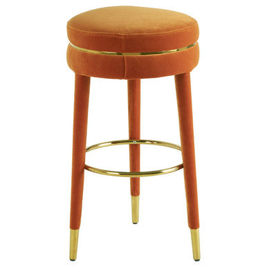 Orange Velvet Bar Stool | Manhattan