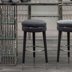 Grey Velvet Bar Stool with Rubberwood Legs | Manhattan