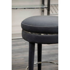 Grey Velvet Bar Stool with Rubberwood Legs | Manhattan