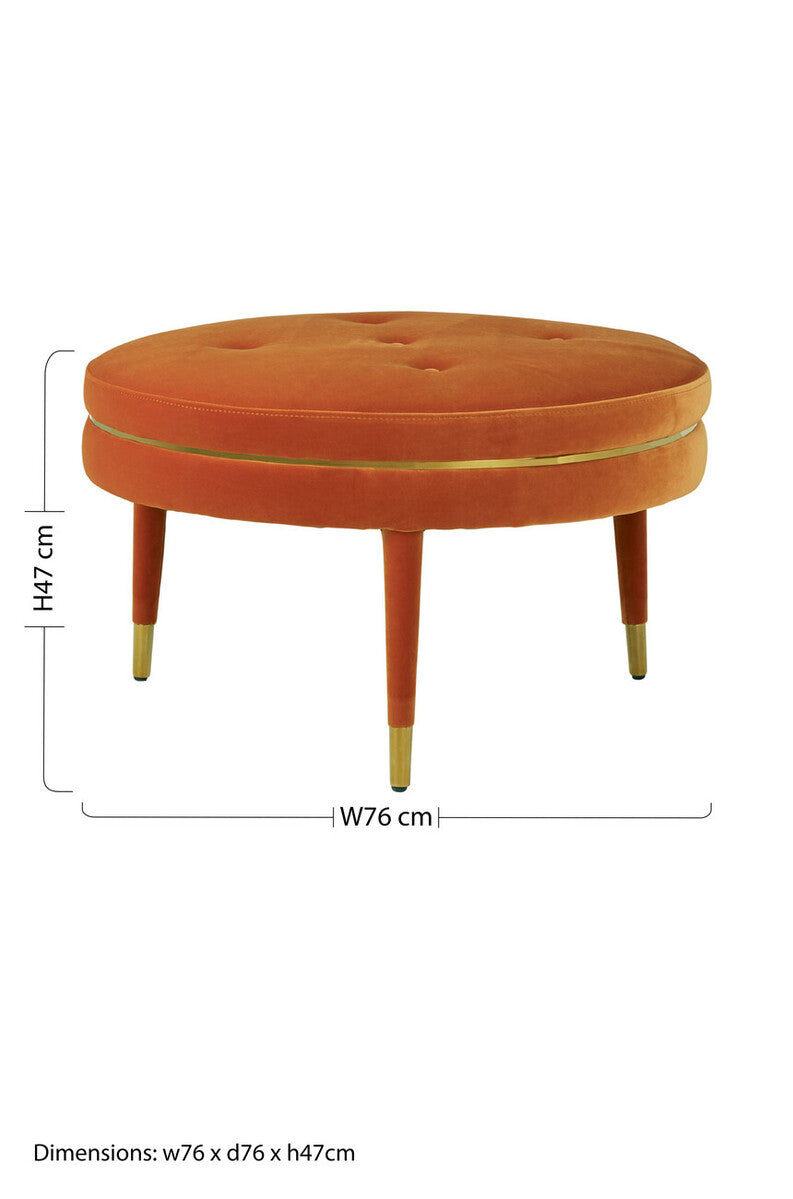 Orange Velvet Footstool | Manhattan