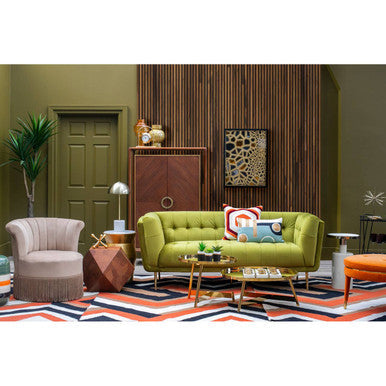 Orange Velvet Footstool | Manhattan