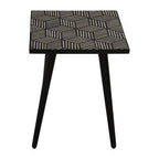 Black and White Top Bone Inlay Side Table with 4 Angular Legs | Boho