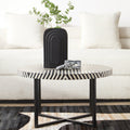 Black and White Top Bone Inlay Coffee Table with Black Metal Legs | Boho