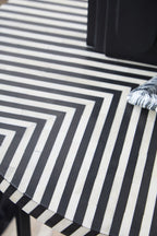 Black and White Top Bone Inlay Coffee Table with Black Metal Legs | Boho