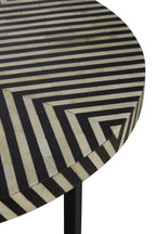 Black and White Top Bone Inlay Coffee Table with Black Metal Legs | Boho
