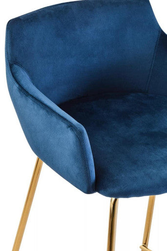 Blue Velvet Low Back Bar Chair | Tamzin