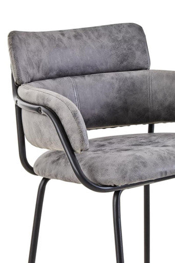Grey Faux Leather Bar Chair | Tamzin