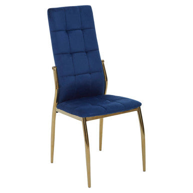 Blue Velvet High Back Dining Chair | Tamzin