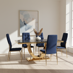 Blue Velvet High Back Dining Chair | Tamzin