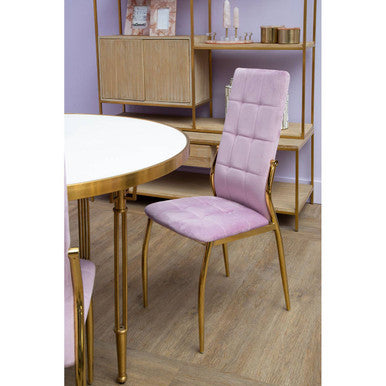 Pink Velvet High Back Dining Chair | Tamzin