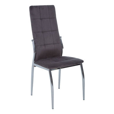 Grey Velvet High Back Dining Chair | Tamzin