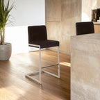 Black Velvet Bar Chair with Low Back | Tamzin