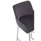 Grey Velvet Bar Chair with Low Arms | Tamzin