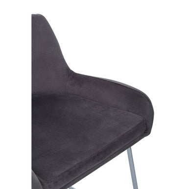 Grey Velvet Bar Chair with Low Arms | Tamzin