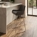 Grey Velvet Bar Chair with Low Arms | Tamzin