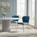 Blue Velvet Curved Back Dining Chair | Tamzin