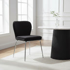 Curved Black Chrome Finish Dining Chair | Tamzin